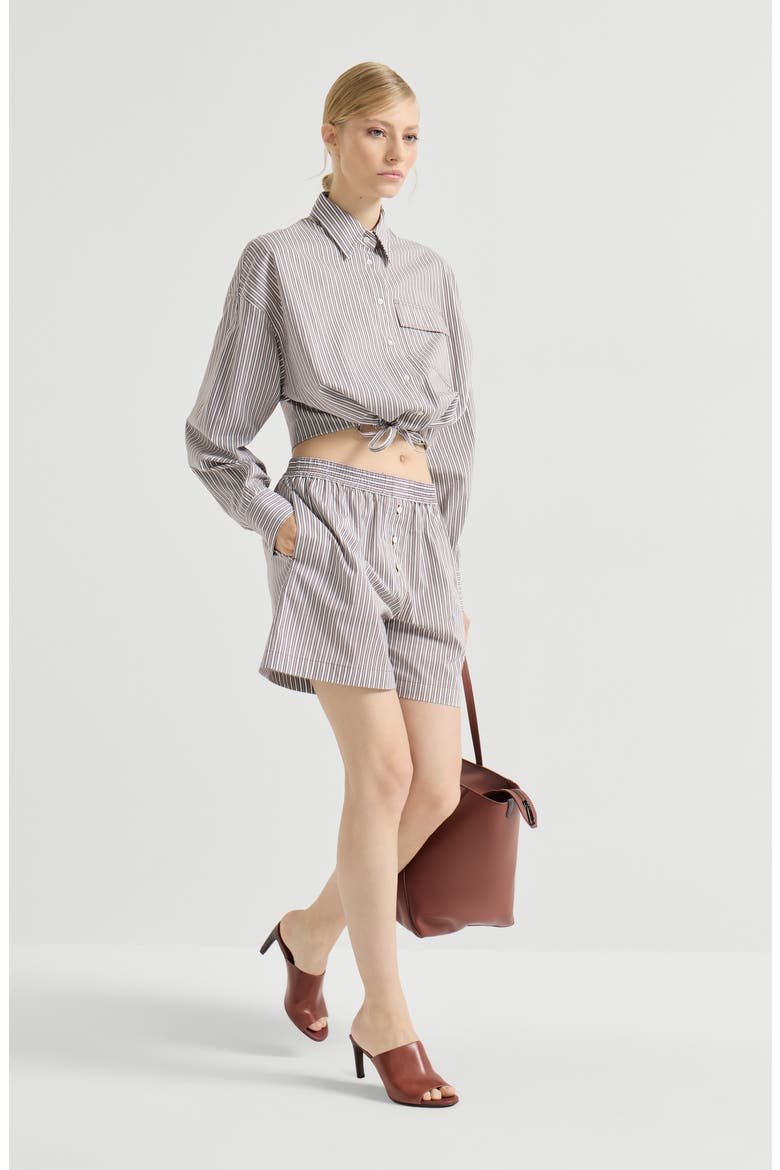 Pyjama-style shorts with monili, Alternate, color, Bordeaux