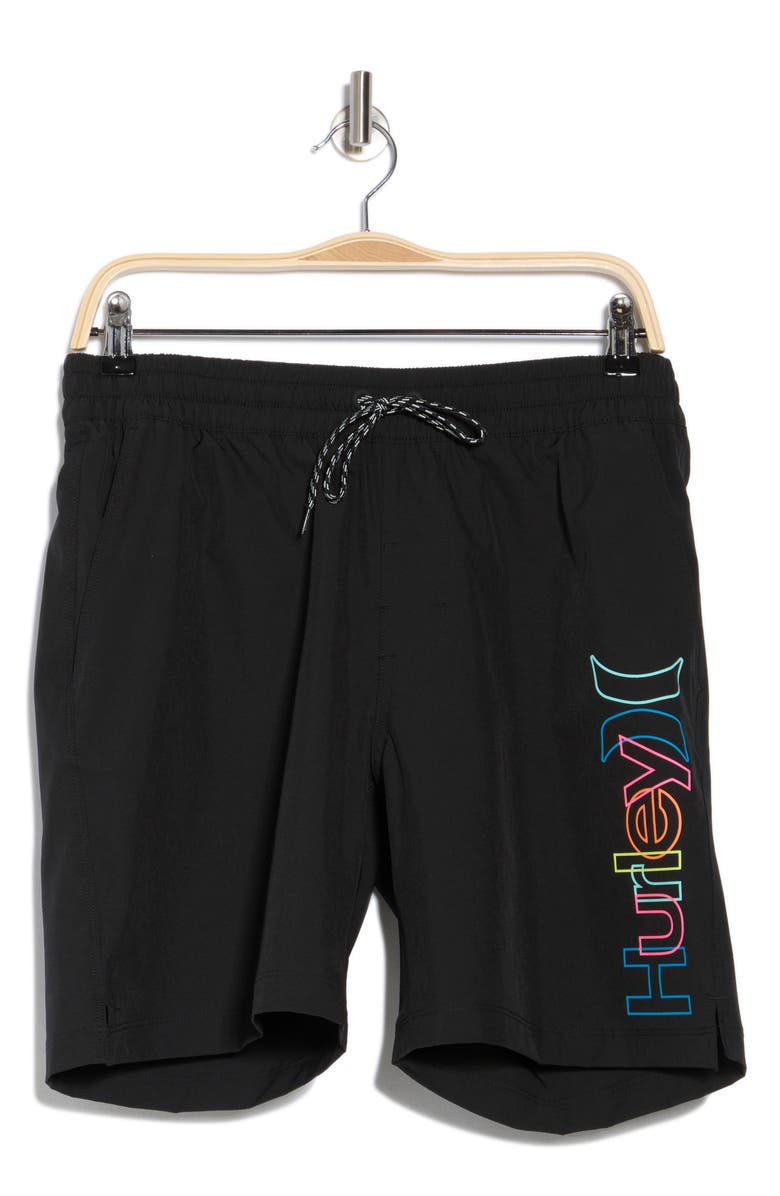Hurley Crossover Volley Swim Trunks, Alternate, color, Bk3 Black