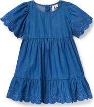 Janie and Jack Embroidered Floral Chambray Dress
