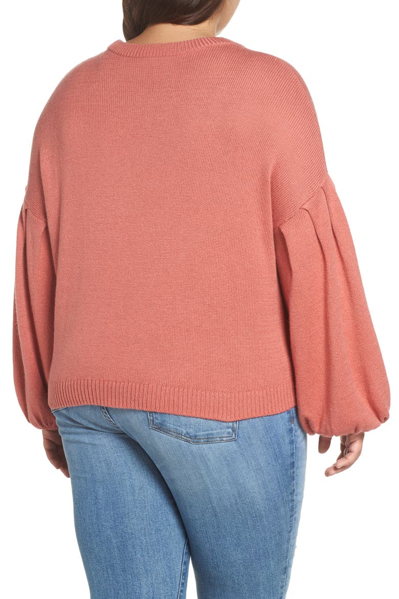 Blouson Sleeve Sweater, Alternate, color, PINK CEDAR