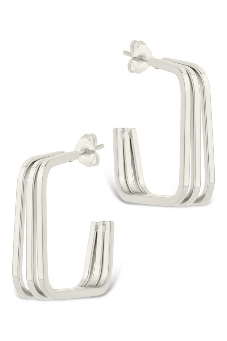 Davina Square Triple Hoop Earrings, Alternate, color, SILVER