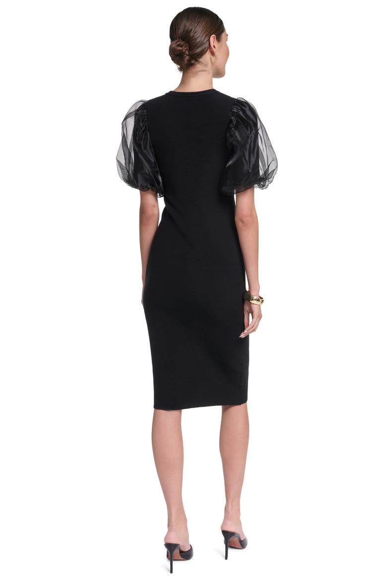 Long Sleeve Knit Puff Sleeve Midi Dress, Alternate, color, Black