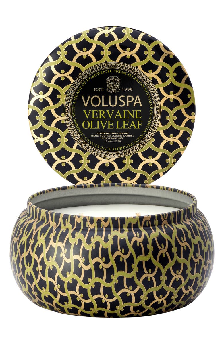 Voluspa Maison Noir Vervaine Olive Leaf Maison Metallo Two-Wick Candle, Alternate, color,