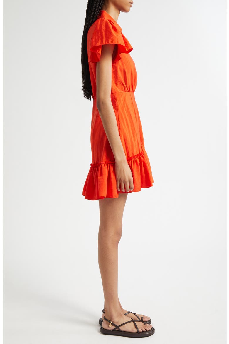 Lila Asymmetric Ruffle Taffeta Minidress, Alternate, color, CHERRY TOMATO