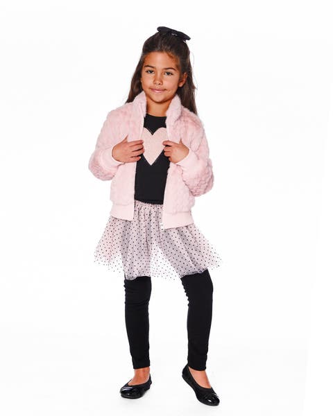 Faux Fur Jacquard Jacket (Toddler & Little Kid)