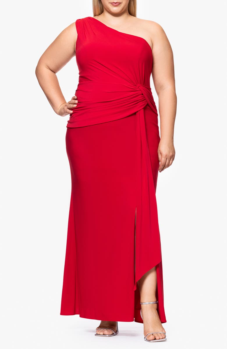 Xscape Evenings One-Shoulder Twist Cocktail Dress, Main, color, 
