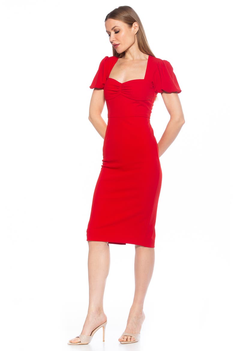 Micaela Sweetheart Neck Sheath Dress, Alternate, color, RED