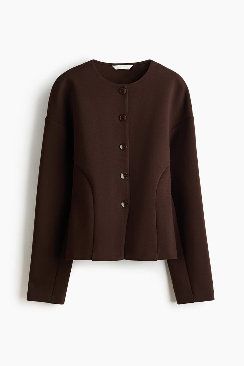 Collarless Scuba Knit Blazer, Alternate, color, Dark brown