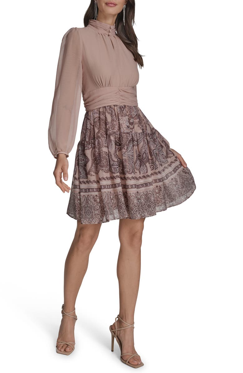 BCBG Mock Neck Long Sleeve Minidress, Alternate, color, 