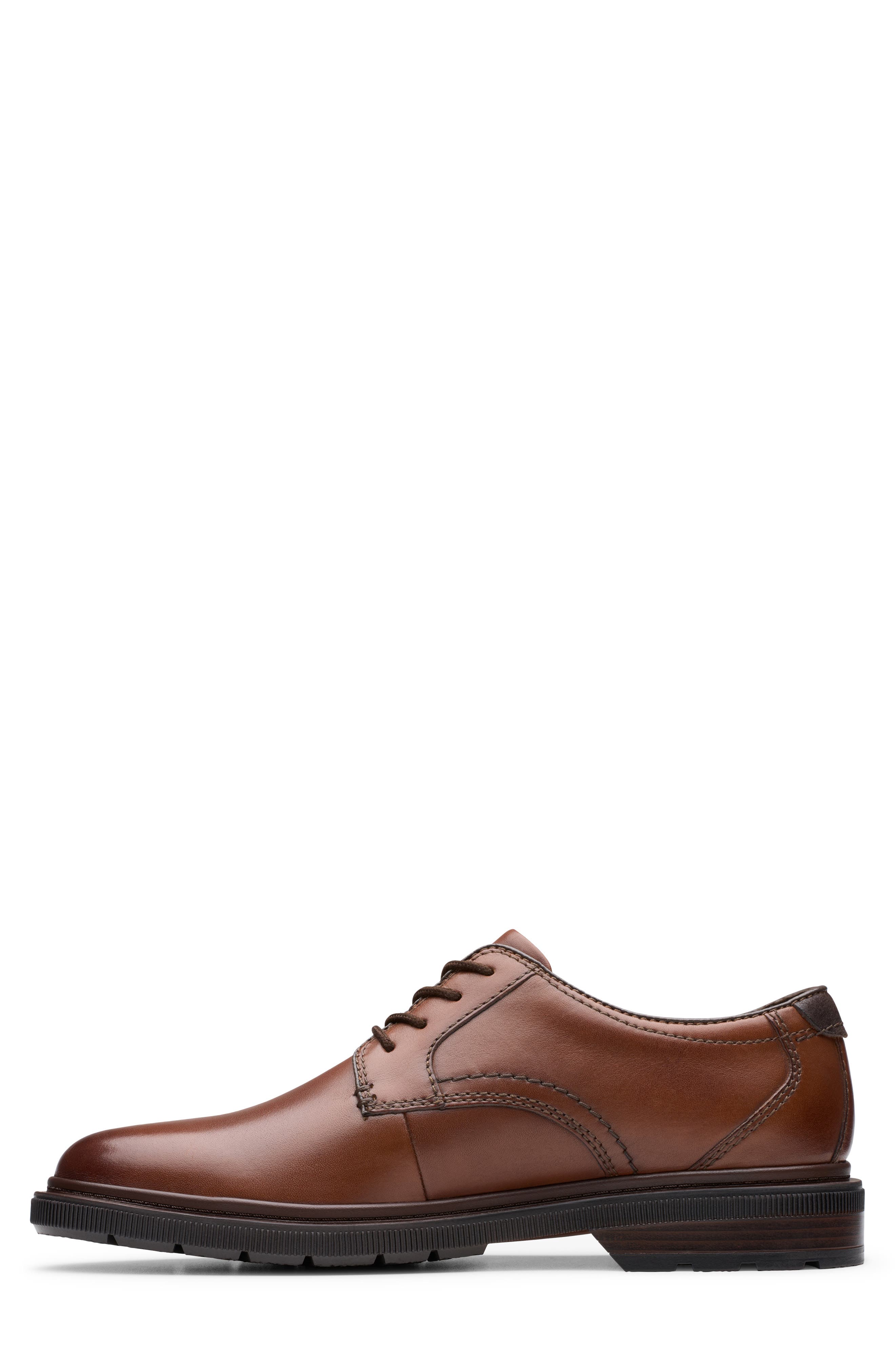 Burchill Plain Toe Derby, Alternate, color, DARK TAN LEA