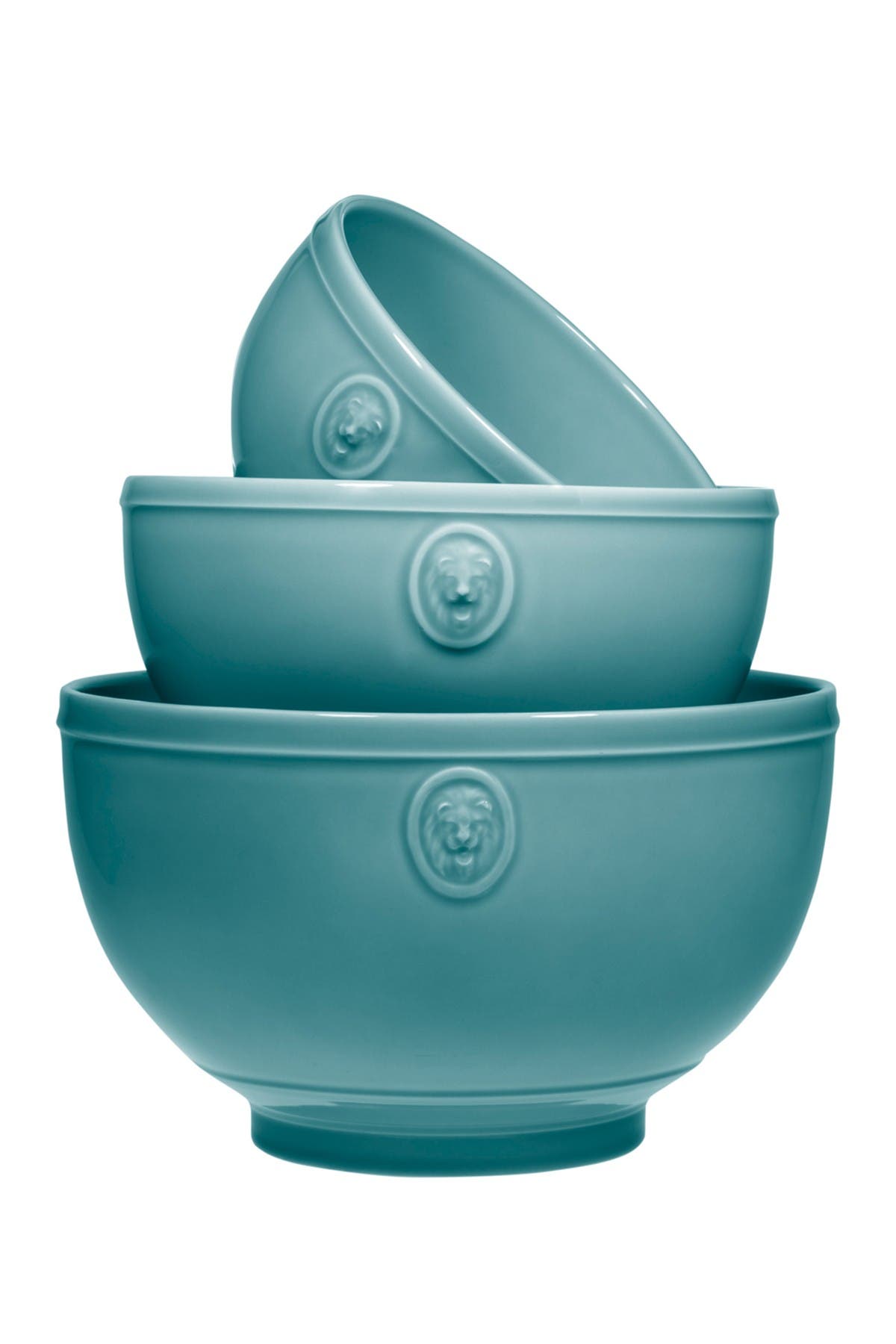 HOME ESSENTIALS AND BEYOND Teal Lions Head Mixing Bowl - Set of 3 ...