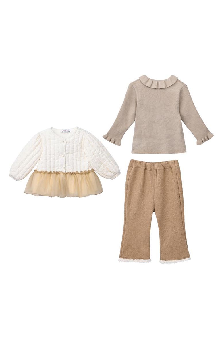 Quilted Ruffle Outfit, Main, color, Beige