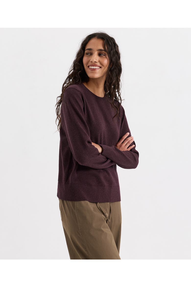 Organic Cotton Essential Crew Neck Sweater, Alternate, color, Plum Heather