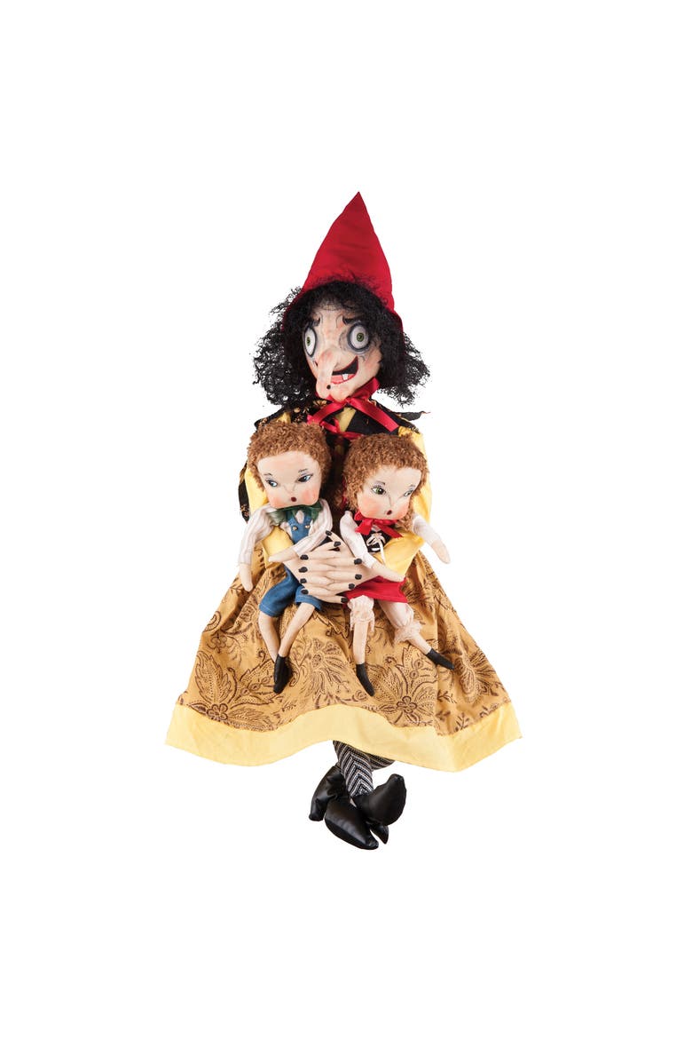 Halloween Sadie Old Hag Hansel & Gretel Large Folk Art Doll Figurine 36", Main, color, Yellow
