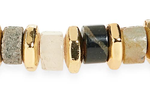 Eye Candy Los Angeles Cameron Agate Beaded Stretch Bracelet In Gold