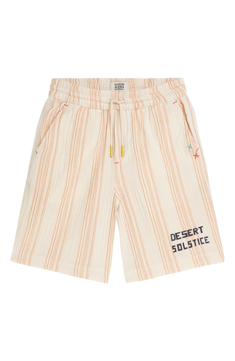 Scotch & Soda Kids' Stripe Cotton Drawstring Shorts, Main, color, Eggnog Stripe