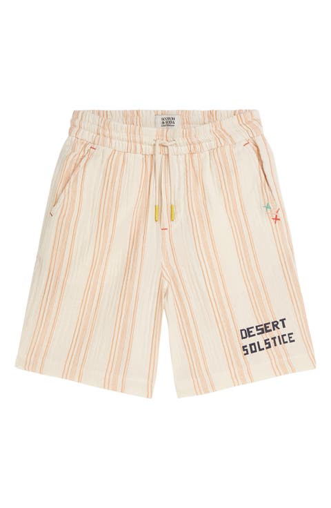 Kids' Stripe Cotton Drawstring Shorts (Big Kid)