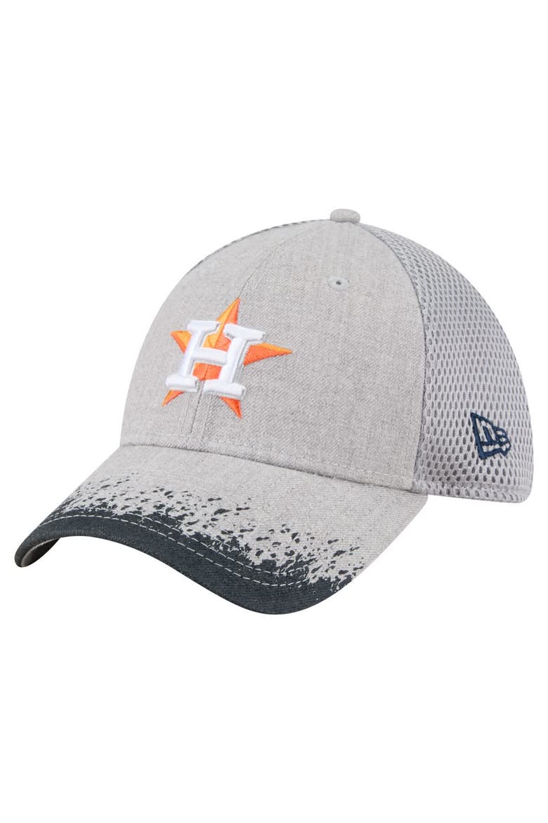 Men's New Era Gray Houston Astros Visor Paint Splatter 39THIRTY Flex Hat, Main, color, Gray