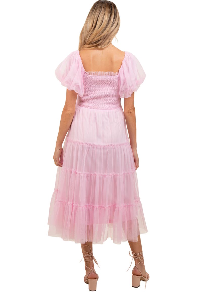 PinkBlush Smocked Tiered Tulle Midi Dress, Alternate, color, Light Pink