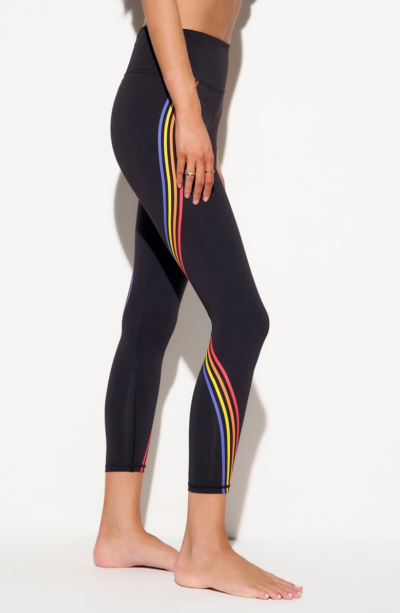 Spiritual Gangster Prism Stripe High Waist Lotus Leggings, Alternate, color, Black