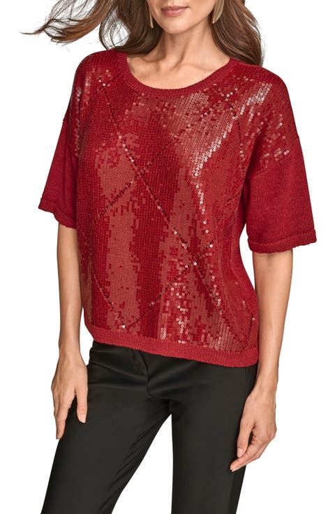 Short Sleeve Sequin Sweater