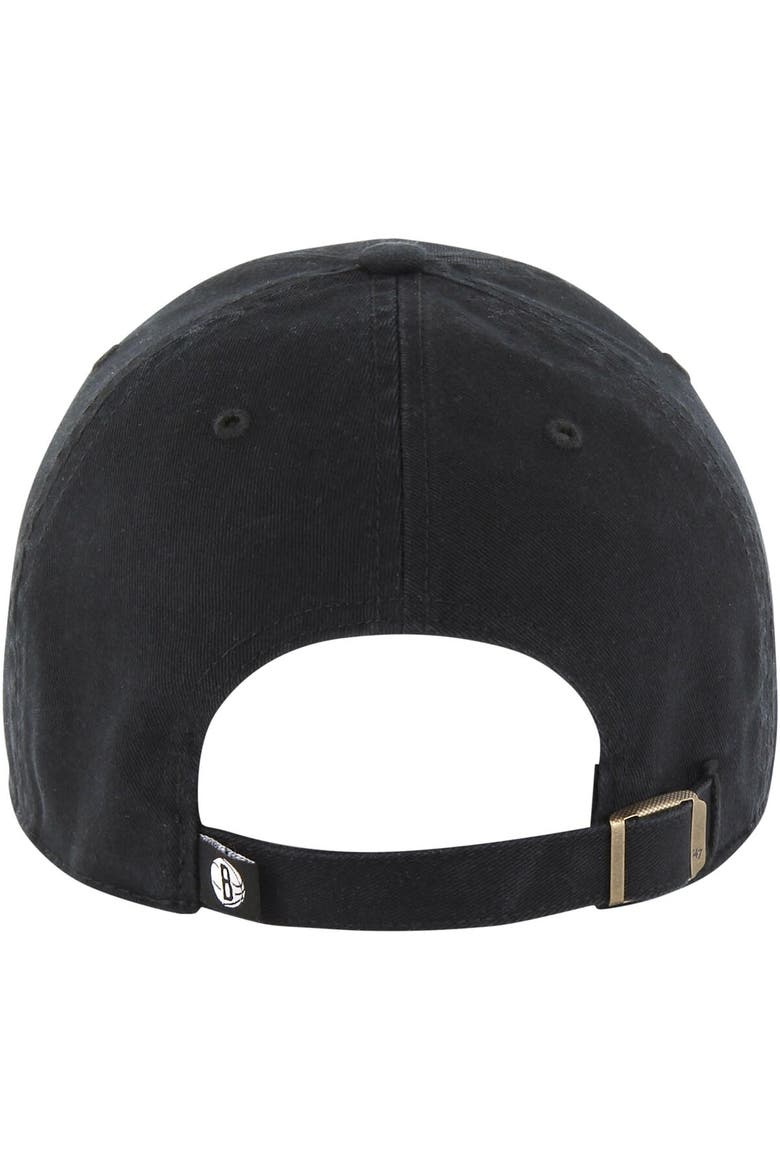 Men's '47 Black Brooklyn Nets Core Wordmark Clean Up Adjustable Hat, Alternate, color, Black