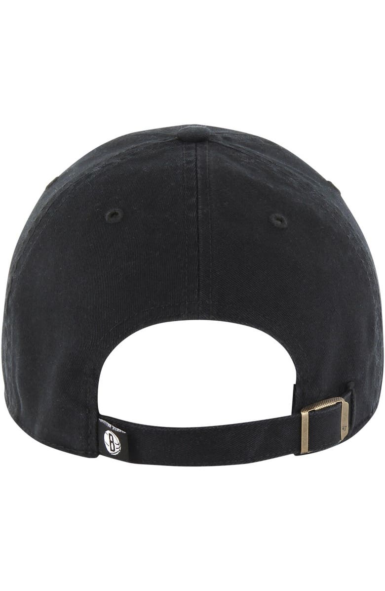 '47 Men's '47 Black Brooklyn Nets Core Wordmark Clean Up Adjustable Hat, Alternate, color, 
