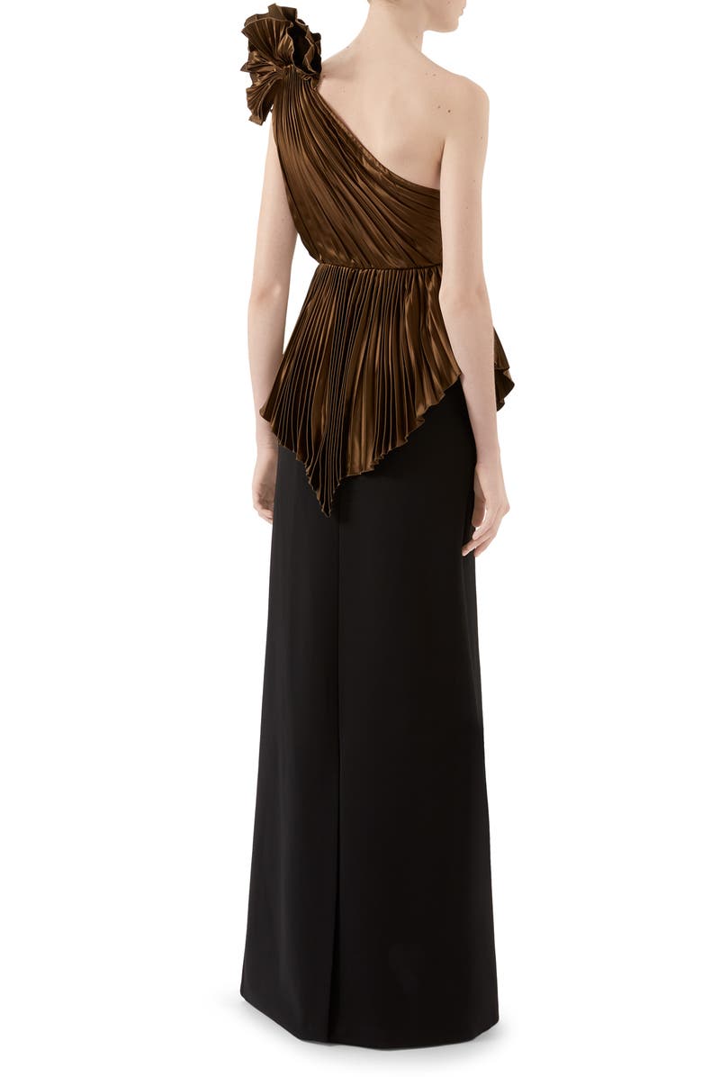 Gucci Plissé One-Shoulder Gown, Alternate, color, 