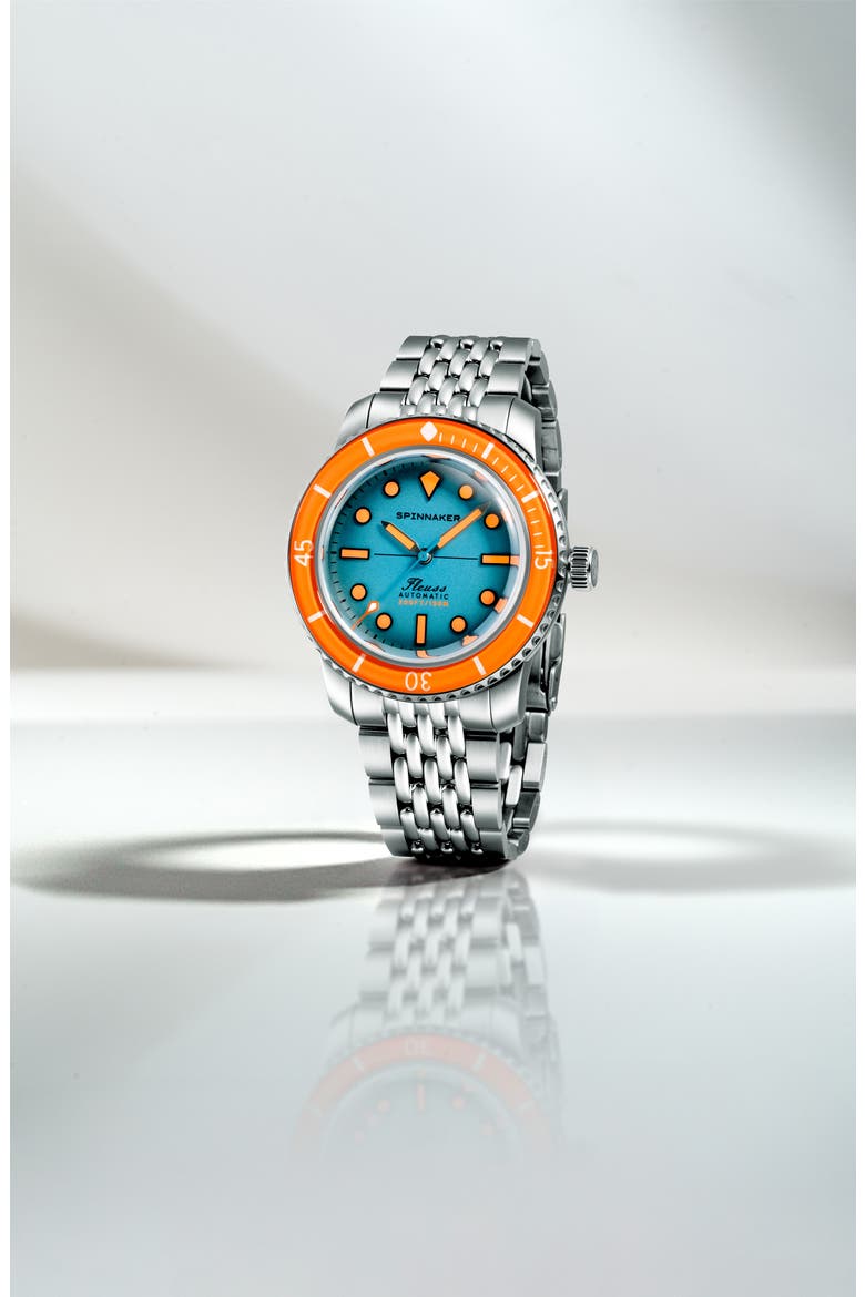 Fleuss 40 Teal Mirage Automatic Bracelet Watch, 40mm, Alternate, color, BLUE