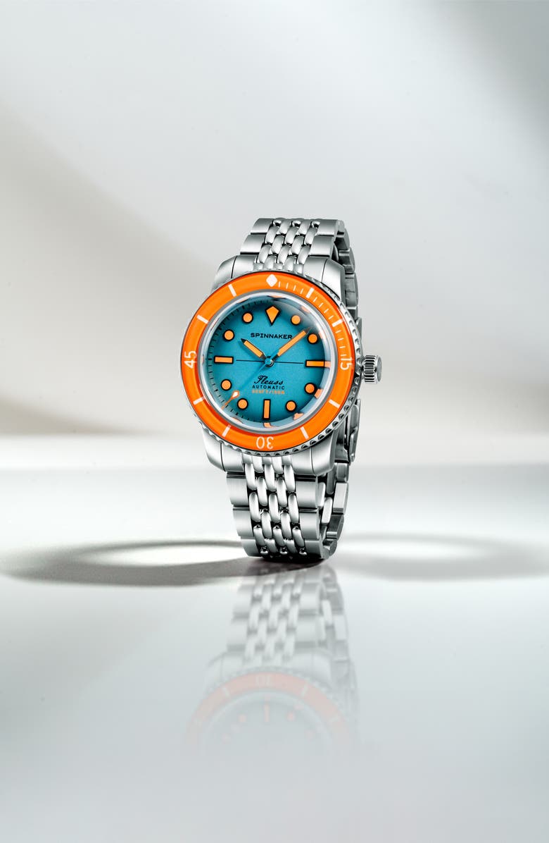 SPINNAKER Fleuss 40 Teal Mirage Automatic Bracelet Watch, 40mm, Alternate, color, 