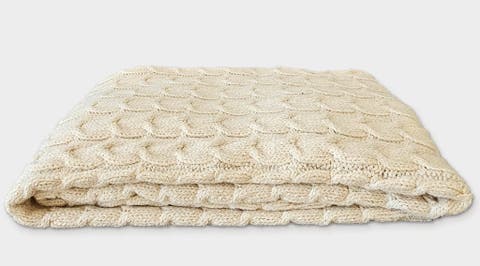 Handloomed Muru Collection - Luxurious Artisan Weaver Peruvian Pima Cotton & Undyed Baby Alpaca Super Soft Cable Blanket