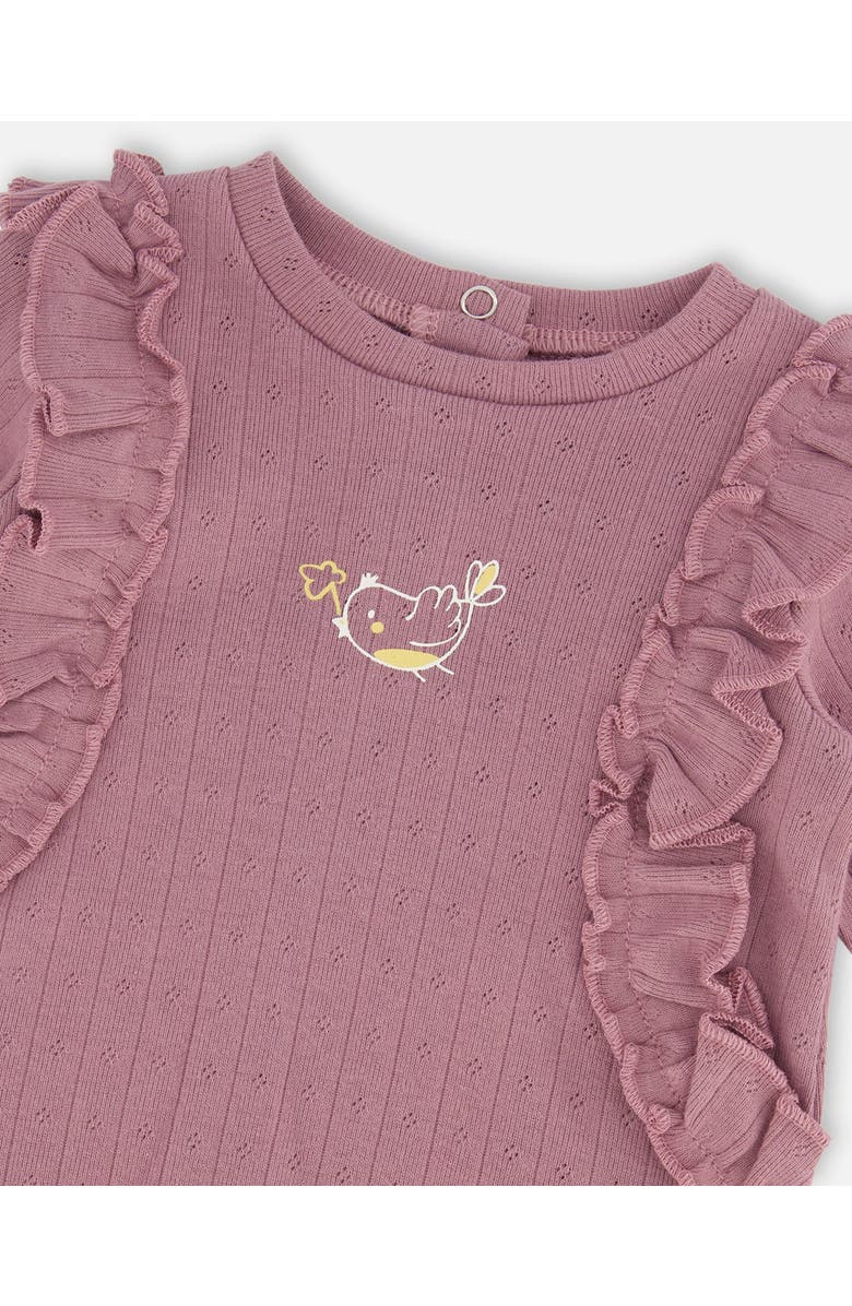 Deux par Deux Baby Girl's Organic Cotton Pointelle Top And Printed Leggings Set Woodrose With Fox, Alternate, color, 