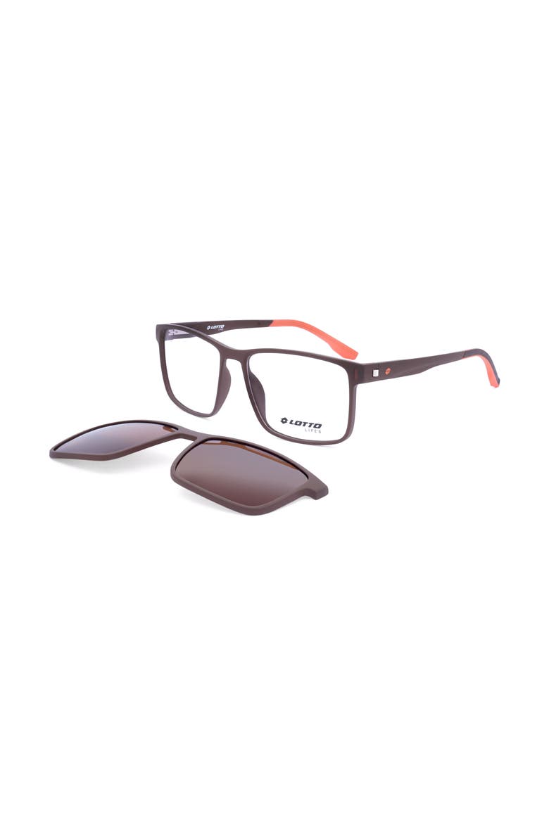 55mm Rectangular Optical Glasses, Alternate, color, MATT BROWN ORANGE
