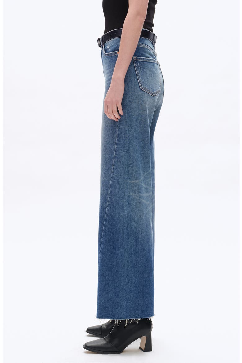 High Waist Raw Hem Wide Leg Jeans, Alternate, color, MEDIUM BLUE