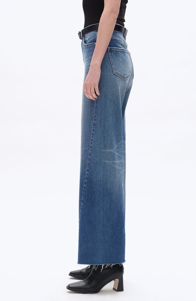 Bayeas High Waist Raw Hem Wide Leg Jeans, Alternate, color, Medium Blue