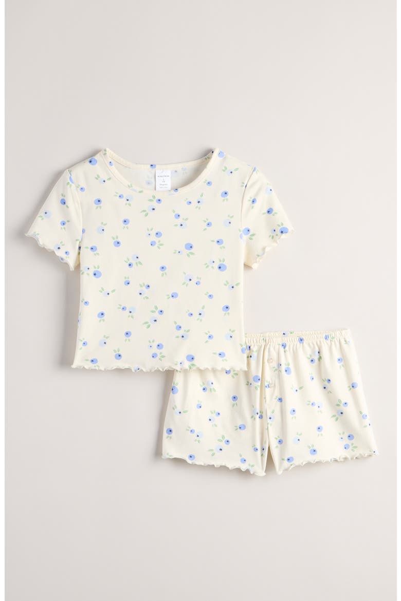 Kids' Lettuce Edge Shorts Pajamas, Main, color, IVORY BLUEBERRIES TOSS