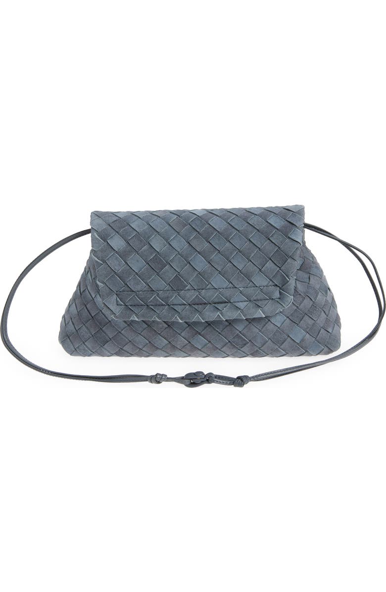Bottega Veneta Large Intrecciato Suede Pouch, Alternate, color, 4545 Cloudy Indigo/ Gravel