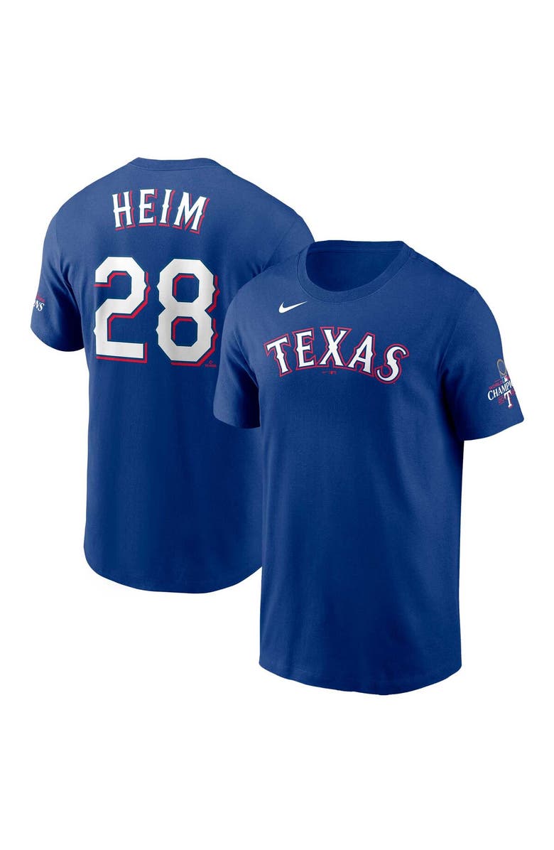 Nike Men's Nike Jonah Heim Royal Texas Rangers 2023 World Series Champions Name & Number T-Shirt, Main, color, 