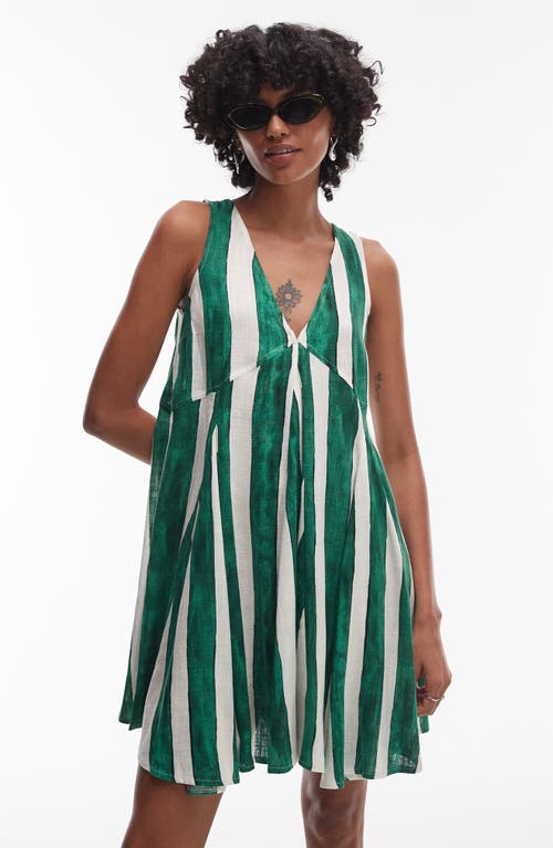 Topshop Linen Trapeze Mini Dress In Multi