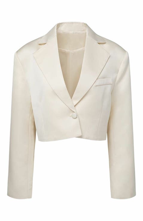 Cropped Satin Blazer