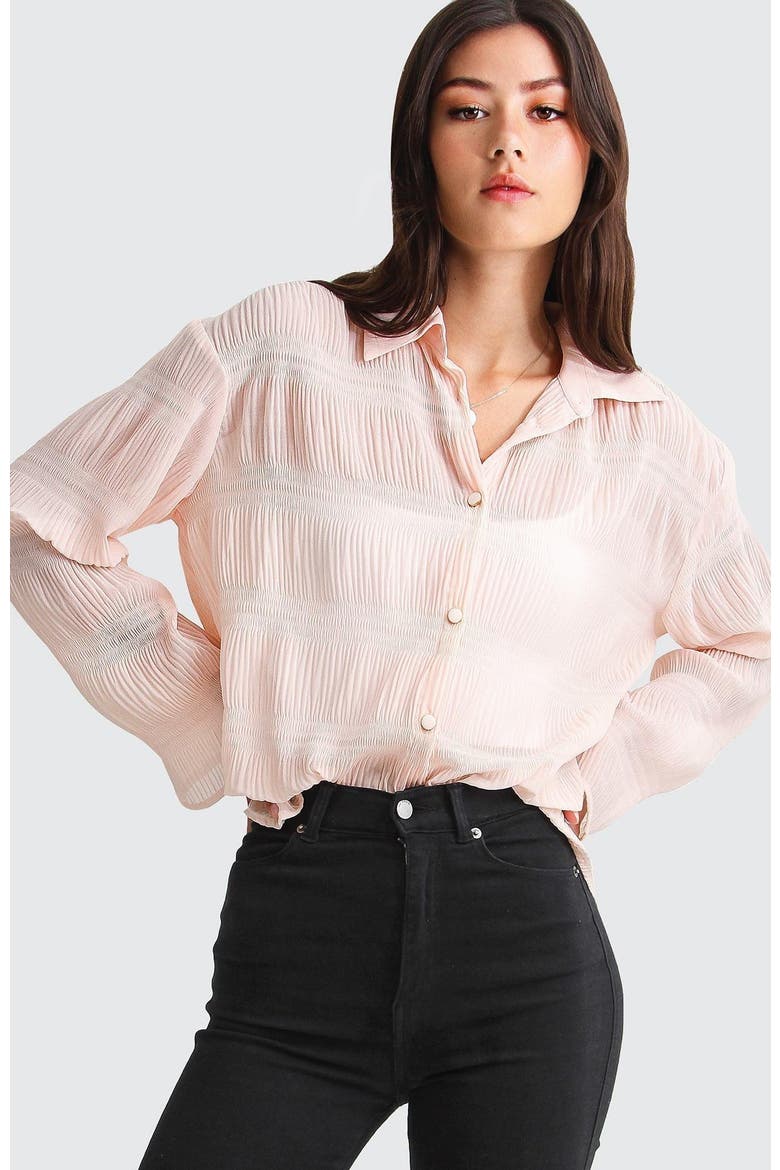 Yoko Shirred Chiffon Blouse, Alternate, color, Blush