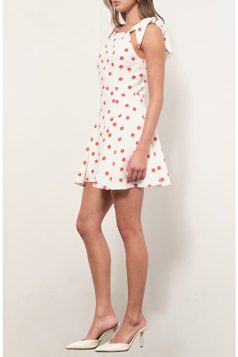 Chelsea Polka Dot Tie Shoulder Minidress, Alternate, color, WHITE ORANGE DOTS