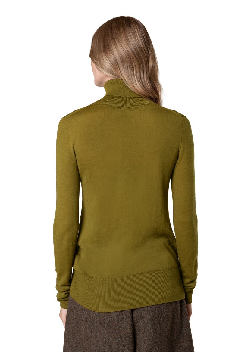 British Merino Turtle Neck Sweater, Alternate, color, Moss