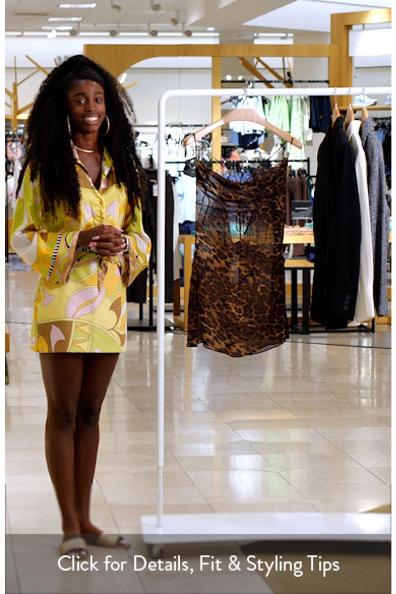 Na+H エヌエープラスエイチ ミニタリーマント ケープ ナポレオンスタイル Leopard Print Chiffon Minidress (Women) | Nordstrom