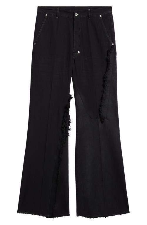 Rick Owens Joris Mixed Media Bootcut Jeans In Black