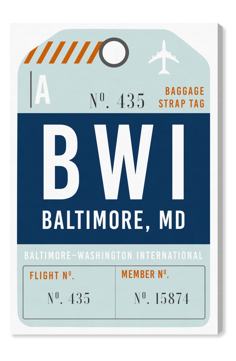 Oliver Gal Baltimore Luggage Tag Wall Art, Main, color, 