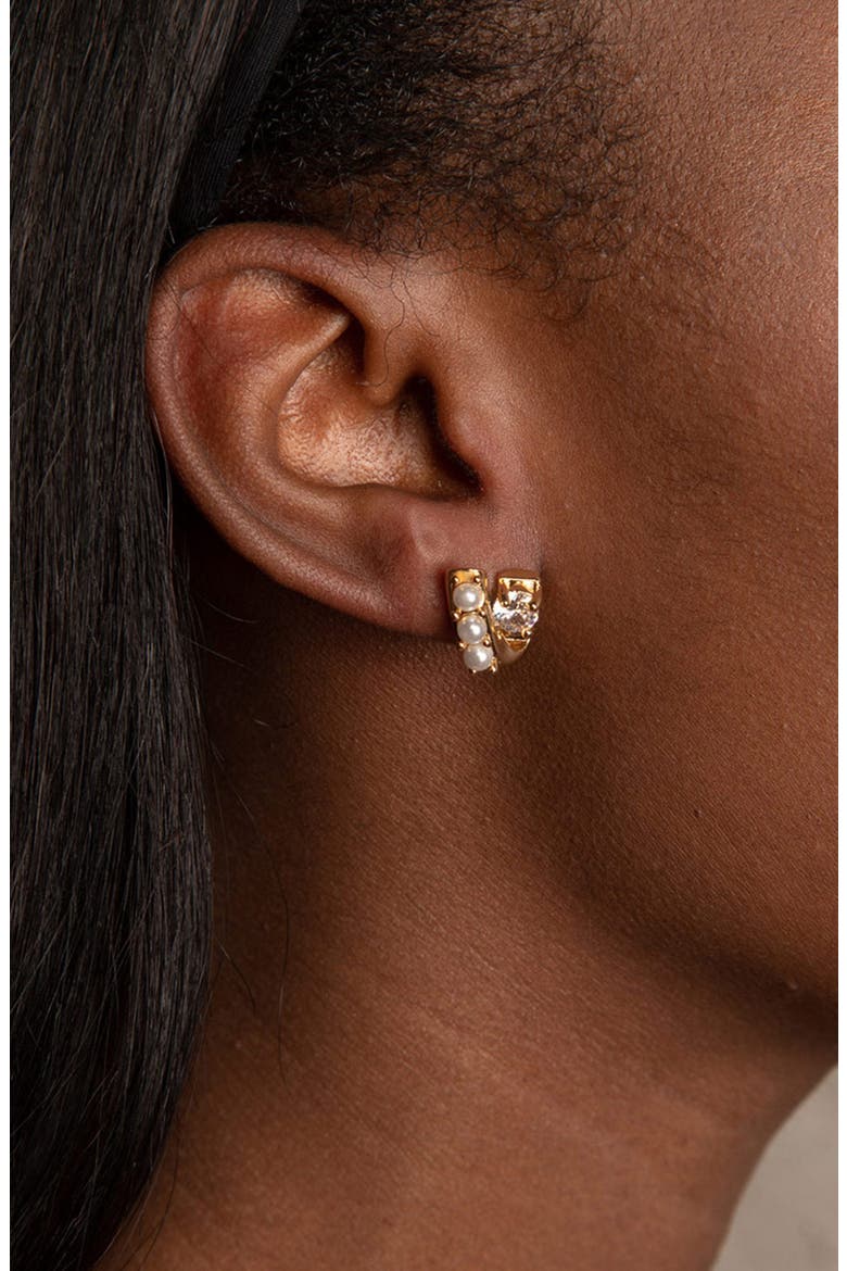 Ever Stud Pearl Earrings in Gold, Alternate, color, Gold