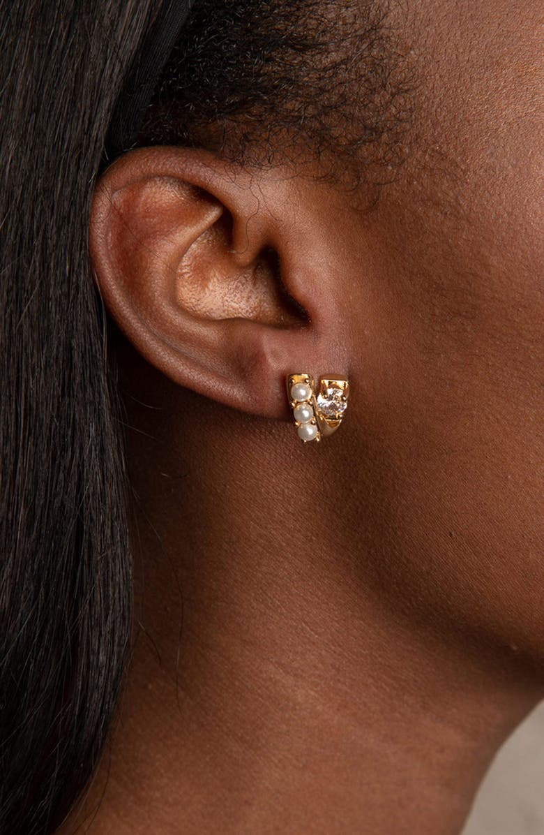 YOJ Ever Stud Pearl Earrings in Gold, Alternate, color, Gold