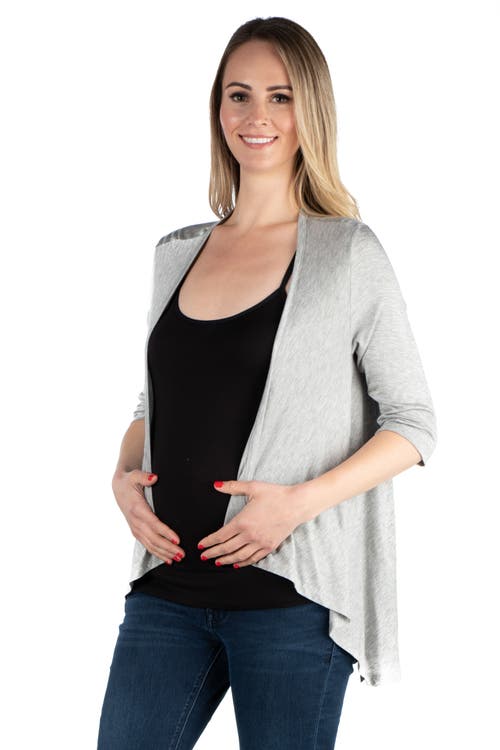 24seven Comfort Apparel Maternity Elbow Length Sleeve Open Cardigan