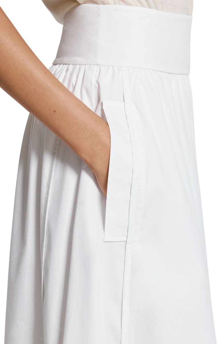 Theory Cotton Blend A-Line Midi Skirt, Alternate, color, White